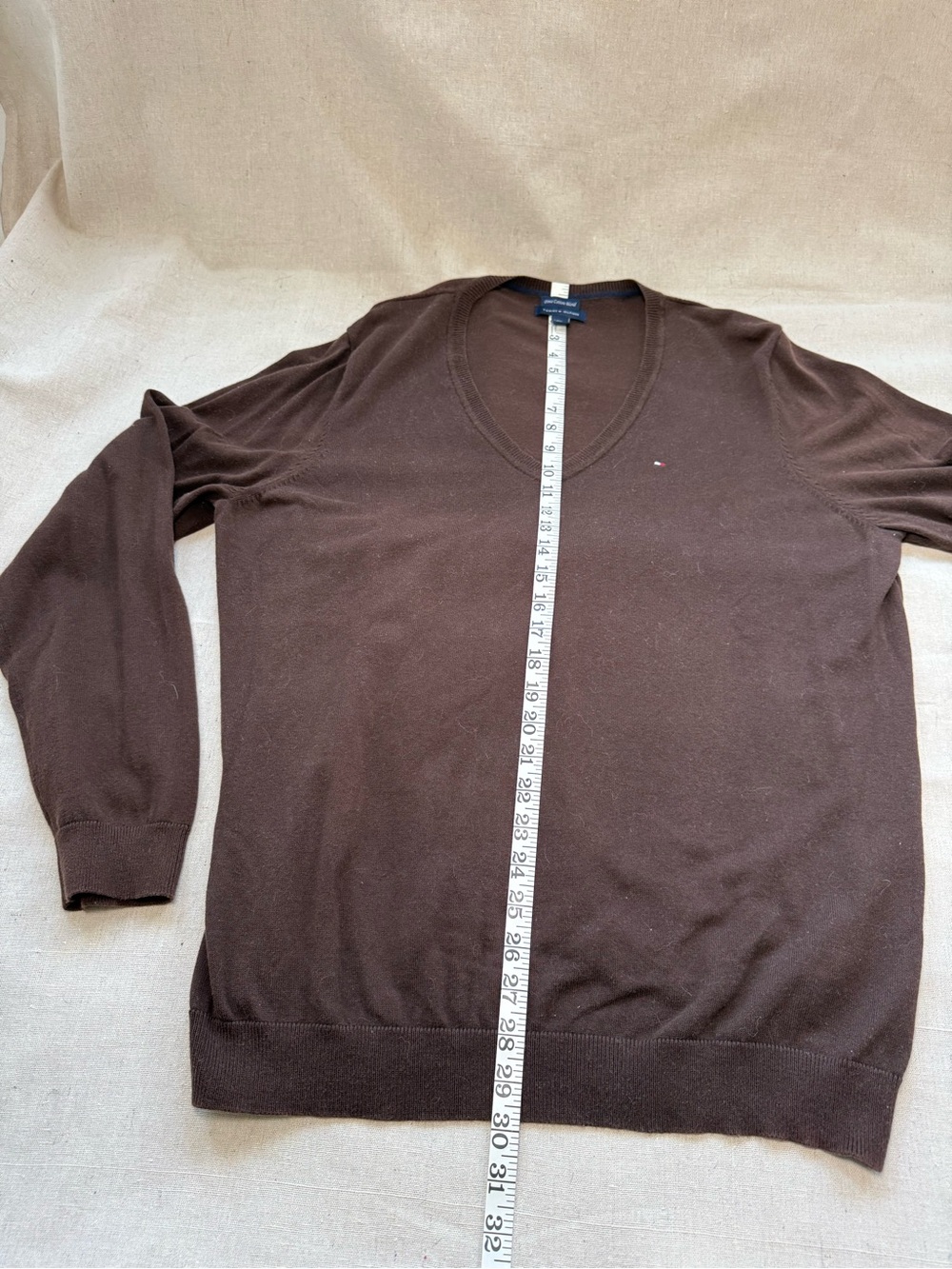 Tommy Hilfiger Women's XXL Brown Pima Cotton Blend V-Neck Sweater Preppy Classic - Picture 11 of 11